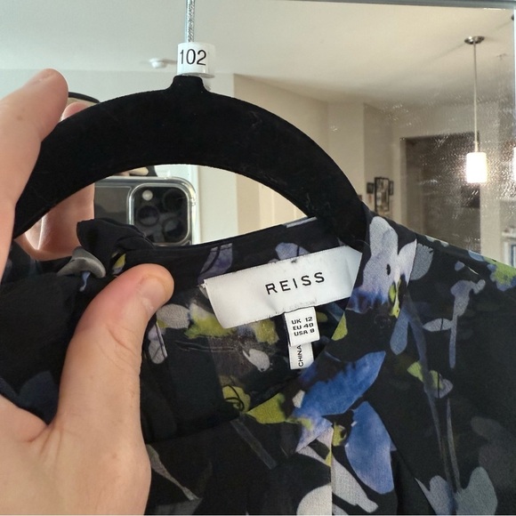 Reiss Floral Printed Dress Size 8 Color Blue - Picture 2 of 3